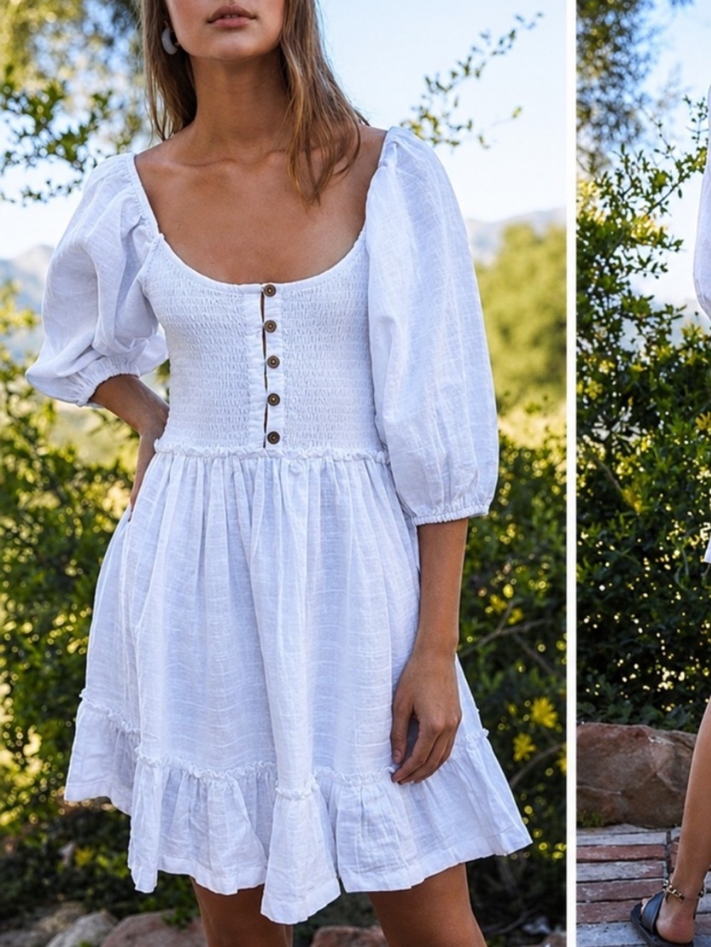 FREE PEOPLE Summer Picnic Mini Dress in White